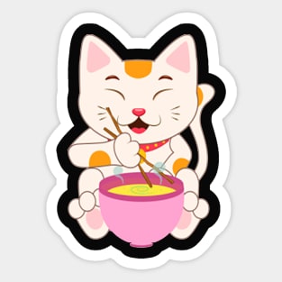 Kawaii  Vintage Style Japanese Ramen Cat Sticker